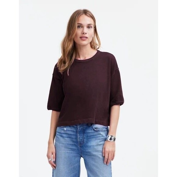 MADEWELL Relaxed Boxy Tee Plus 2X Dark Purple Crewneck Easy Fit NWT B5 - Picture 1 of 6